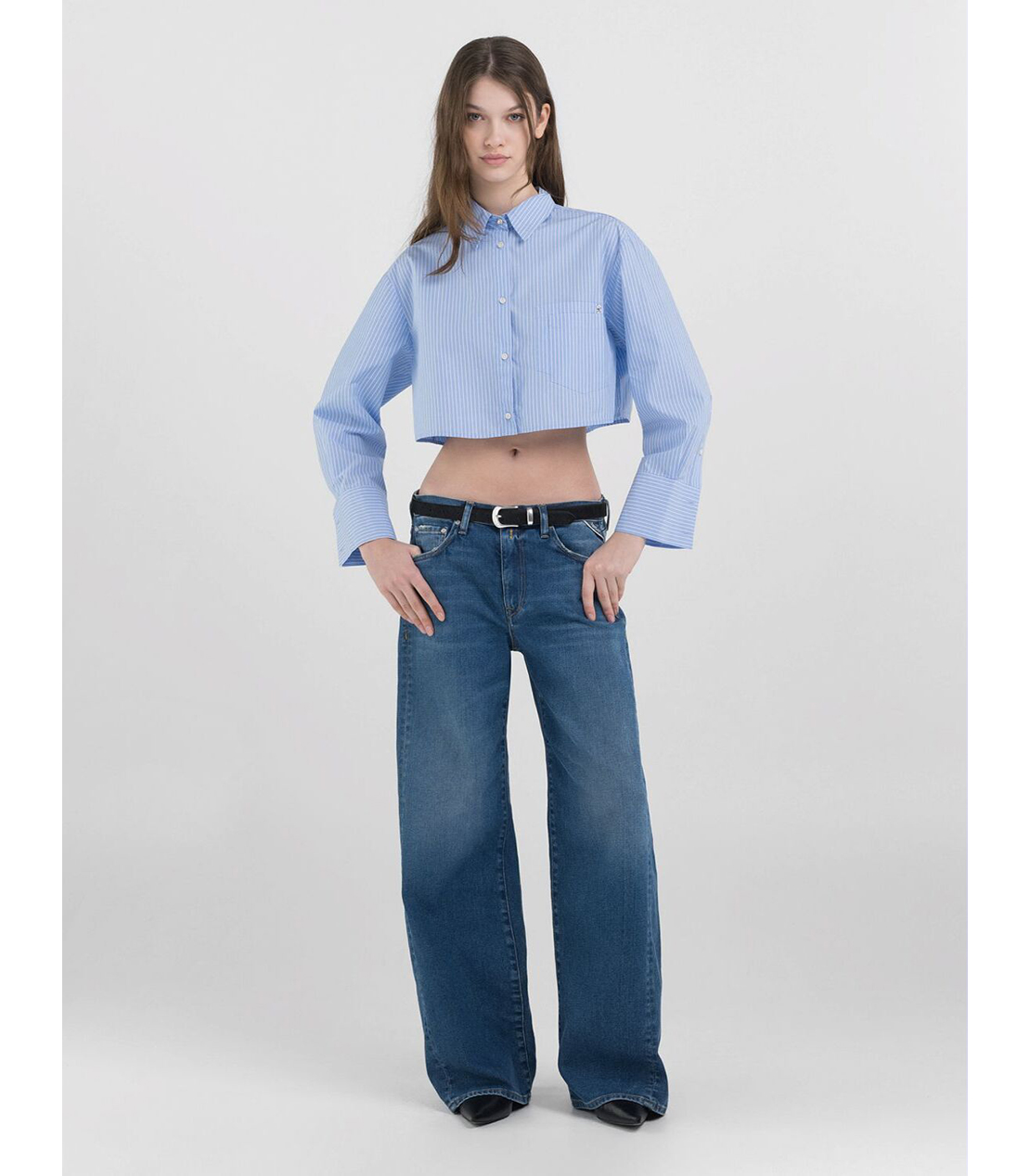 コットンポプリンクロップシャツ 詳細画像 ブルー 5